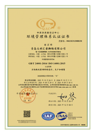 大世汇豪环境管理体系证书