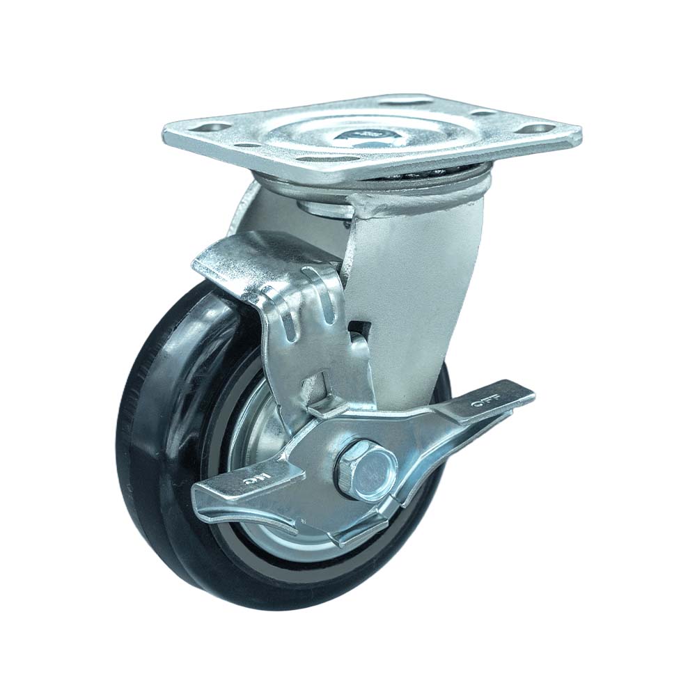 Heavy-duty Iron Core Rubber Tread Side Brake  Caster(DS40 Series)