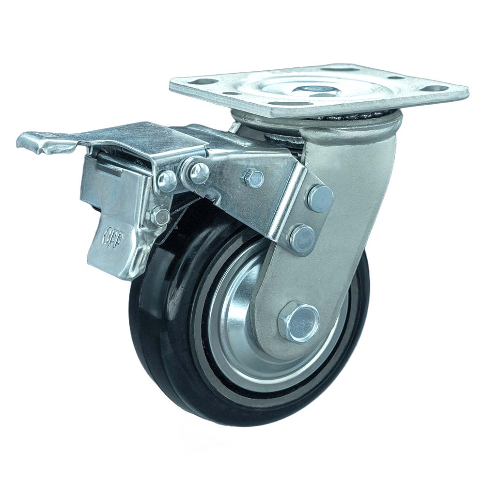 Heavy-duty Iron Core Rubber Tread Dual Brake Caster(DS40 Series)