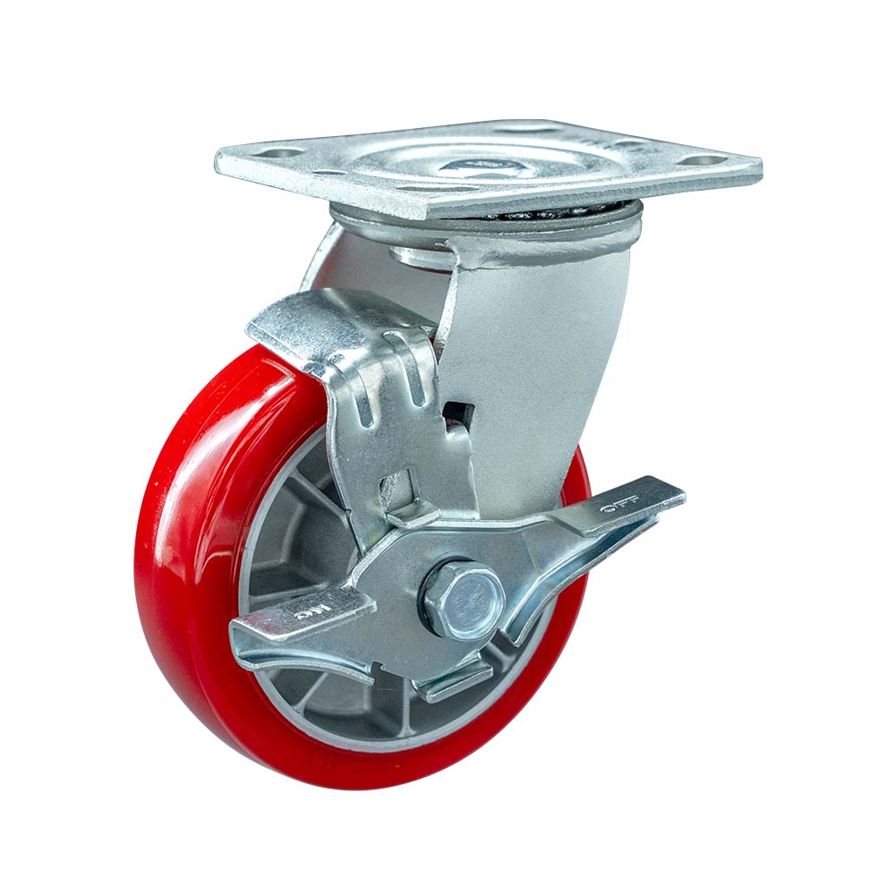 Heavy Duty Aluminum Core Polyurethane Tread Side Brake Caster(DS-40 Series)