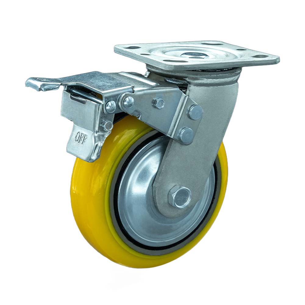 Heavy Duty Iron Core Heavy Polyurethane Tread  Dual Brake Caster(DS-41 Series)