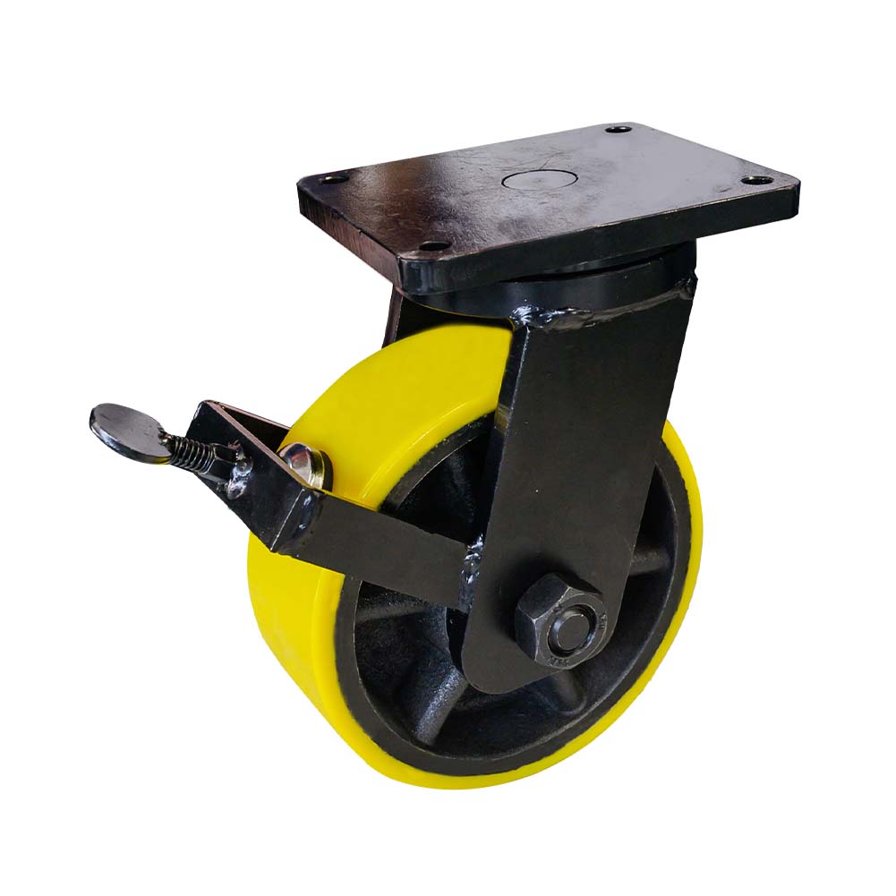 Super Heavy Duty Iron Core Heavy Polyurethane Tread Swivel Brake Caster(DS-70 Series)